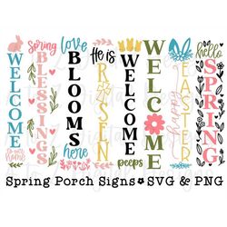 Spring porch sign svg, easter porch sign svg, porch sign svg bundle, spring svg, easter svg, welcome svg, vertical welco