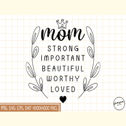 Mom Strong Worthy Loved PNG Sublimation