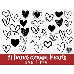 Heart svg bundle hand drawn | hearts svg png | valentines day svg | love svg | doodle heart svg | open heart svg | simpl