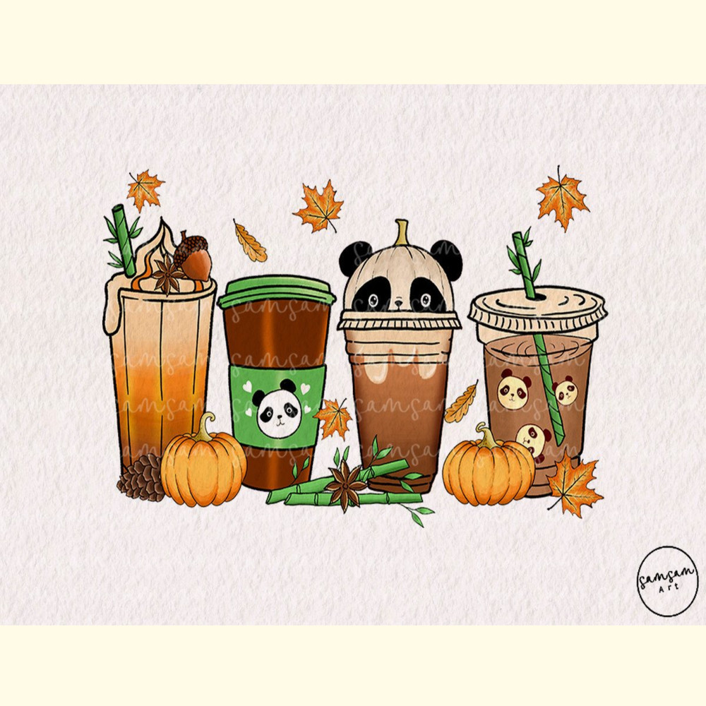 Panda Fall Coffee Drink Sublimation.jpg