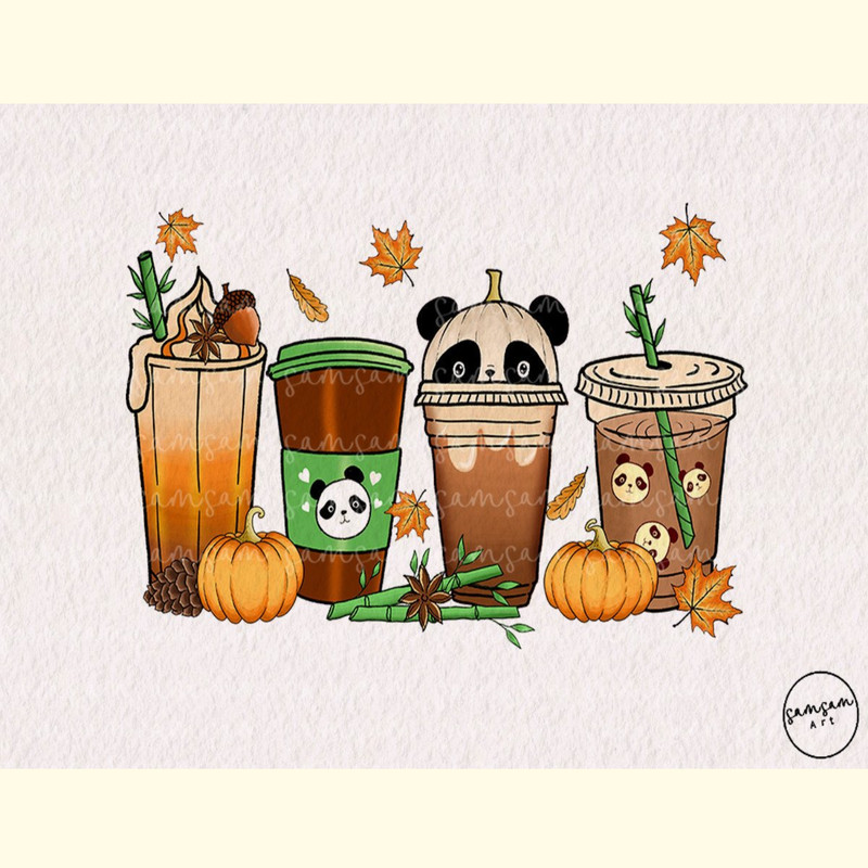 Panda Fall Coffee Drink Sublimation.jpg