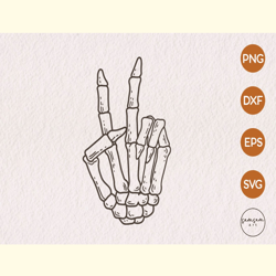 Peace Sign Skeleton Hand SVG
