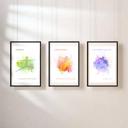 Set of 3 printable posters to decorate yoga studio
