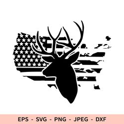 Distressed American Flag Svg Grunge USA flag Deer File for Cricut 4th July dxf for laser cut