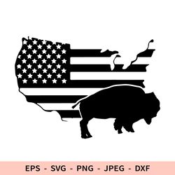 Distressed American Bison Flag Svg Grunge USA flag File for Cricut 4th July dxf for laser cut