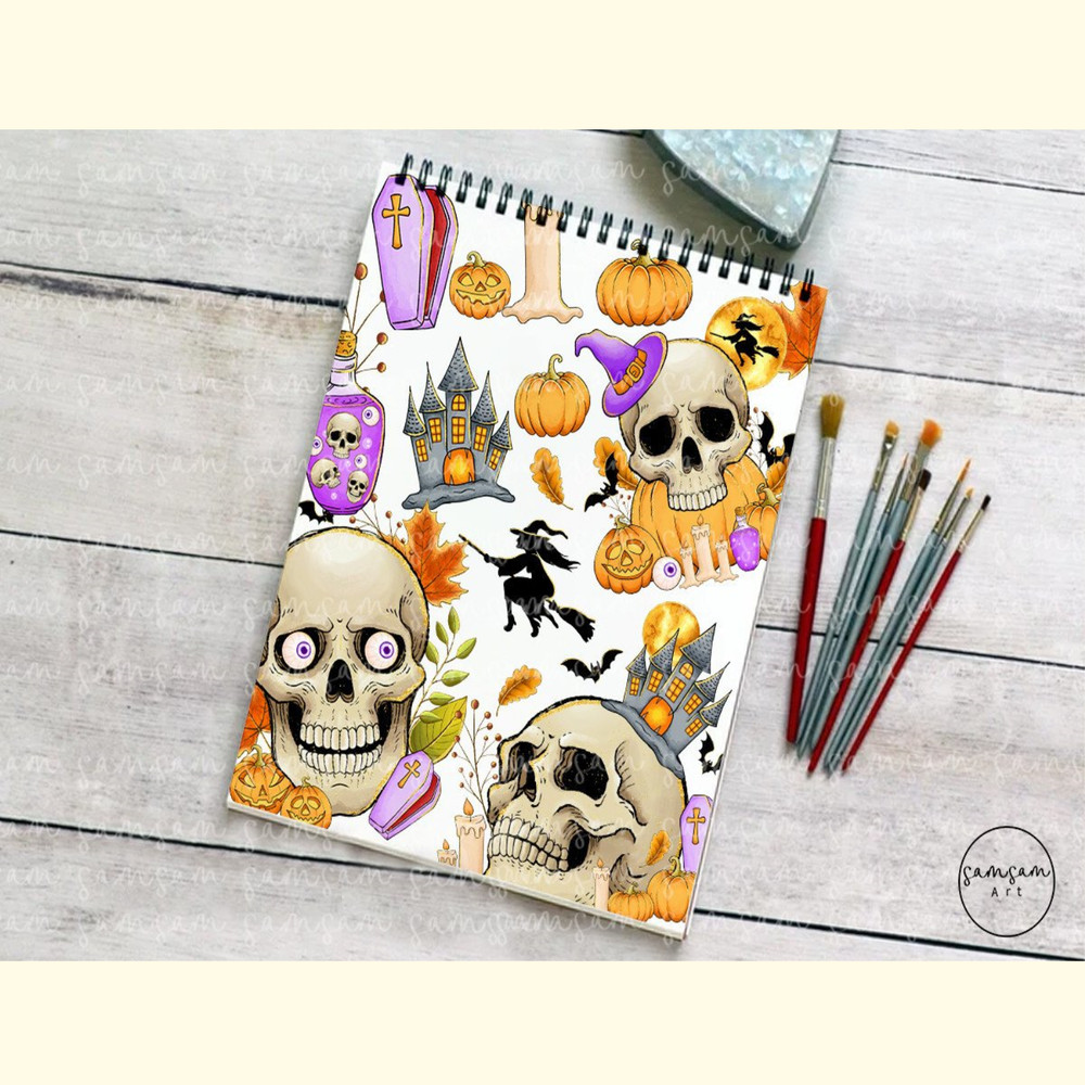 Skull Halloween Clipart Bundle_ 2.jpg