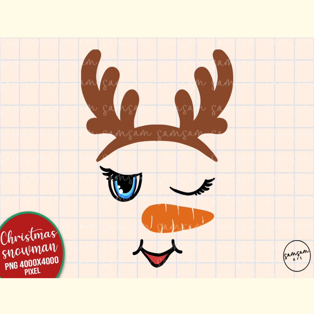 Snowmanface Reindeer Antlers Sublimation.jpg