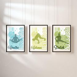 Set of 3 printable posters to decorate yoga studio