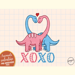 Xoxo Dinosaur Valentine PNG Sublimation