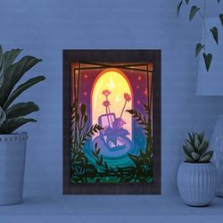 butterfly jar paper cut light box,shadow box template, paper cutting template, light box svg files, 3d papercut lightbox