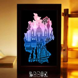 love in koln germany paper light box , shadow box template, paper cutting template, light box svg files, 3d papercut