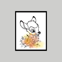 Bambi Disney Art Print Digital Files decor nursery room watercolor