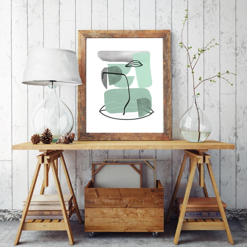 Green Posters Set Of Three Prints, Abstract Painting Large Triptych Wall Art Scandi Art, Green Gray Art Digital Download