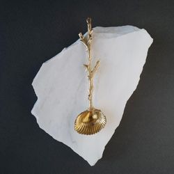 Sea shell and coral serving spoon. Solid brass