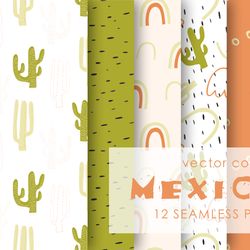 abstract mexican vector seamless pattern collection / digital paper pack / eps / jpg