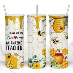teacher honey bee 20oz skinny tumbler