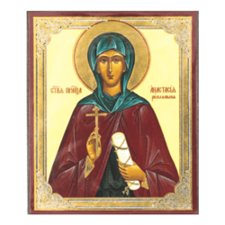 Saint Anastasia, Great martyr | Silver and Gold foiled miniature icon |  Size: 2,5" x 3,5" |