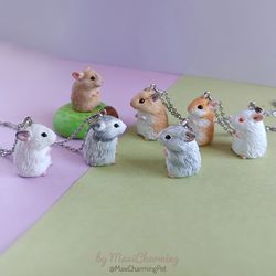 a hamster necklace or a decor statue is a nice gift for a girl owner lover such pet. You can choose one of these colors