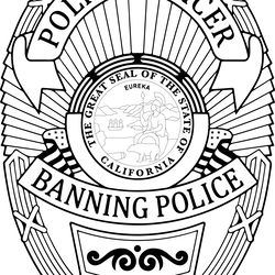 banning california police department black white vector outline or line art file for cnc laser cutting, wood,svg