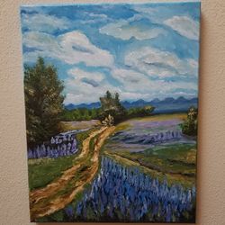 abstract oil painting summer, wildflowers