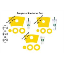 Template for Starbucks Cup SVG, Png, Eps, Alternative Cup Wrap, Handmade Cold Cup Wrap, Cricut, Silhouette wrap design,