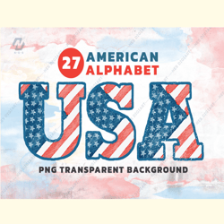 American Alphabet 4th of JULY PNG