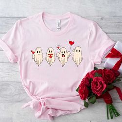 valentine's day ghost shirt, ghosts with hearts retro ghost valentine shirt, heart shirt