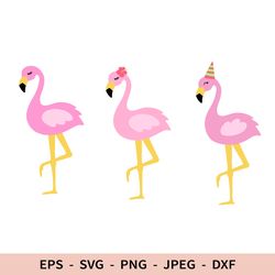 Cute Flamingo Svg Birthday Bird Dxf File for Cricut Color Flamingo Clipart