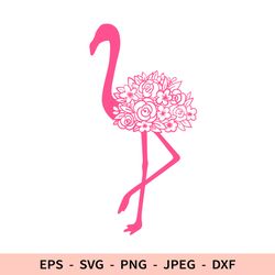 Floral Flamingo Svg Flowers Bird Dxf File for Cricut Silhouette Flamingo