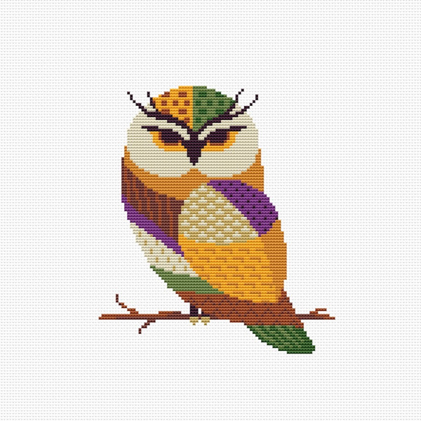 Colorful Owl cross stitch pattern