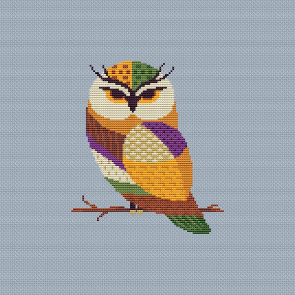Colorful Owl cross stitch pattern-2