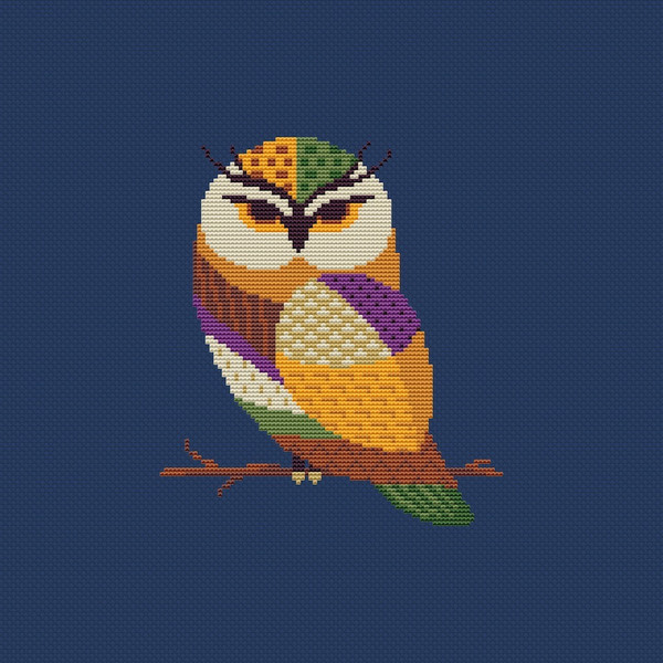 Colorful Owl cross stitch pattern-3