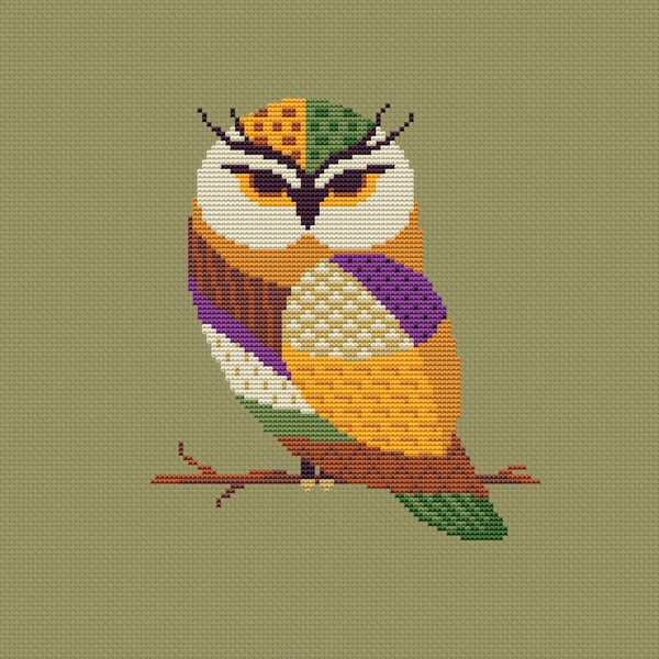 Colorful Owl cross stitch pattern-4