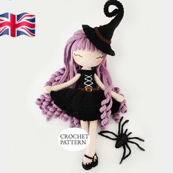 Cute Witch doll amigurumi crochet pattern English PDF
