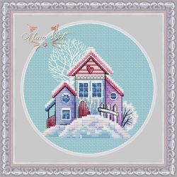 Winter's houses. Cross stitch pattern pdf & css