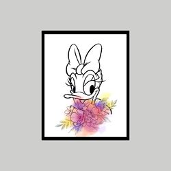 Daisy Duck Disney Art Print Digital Files nursery room watercolor