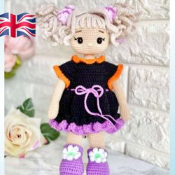 Cute doll with Sunflower shoes amigurumi crochet pattern English PDF