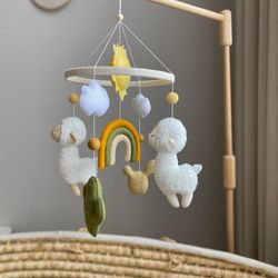 lama baby mobile nursery mobile neutral baby mobile girl baby mobile baby decor crib baby mobile