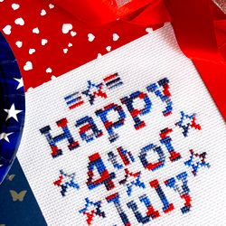 VARIEGATED HAPPY 4th OF JULY ORNAMENT cross stitch pattern PDF by CrossStitchingForFun, Instant download, USA PATRIOTIC