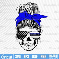 messy bun blue line police thin blue line svg |the blue lives matter| police life svg| police quotes svg png dxf