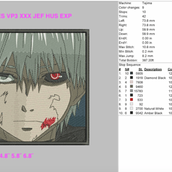 tokyo ghoul embroidery design