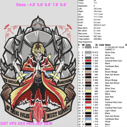 fullmetal alchemist embroidery design