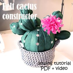 Cactus constructor. Felt puzzle. PDF tutorial