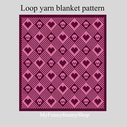Loop yarn Buffalo Plaid Hearts & Skulls blanket pattern PDF