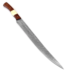germanic style single-edged long sword damascus steel full tang