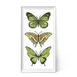 Butterfly set 2 cross stitch pattern Green butterflies design Butterflies pdf pattern Butterfly design