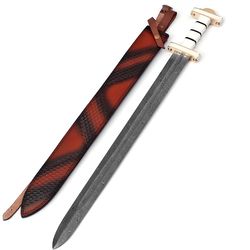 Sword Of Damnation Damascus Steel Norse Viking War Sword
