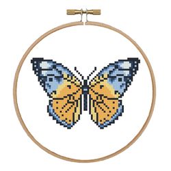 butterfly 2 cross stitch pattern blue-and-yellow butterfly pdf pattern easy cross stitch summer butterfly design