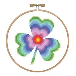 rainbow shamrock cross stitch pattern st patricks day design shamrock in hoop cross stitch rainbow shamrock pdf pattern