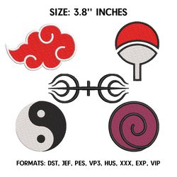 Naruto Symbols Embroidery Design File, Naruto Anime Embroidery Design, Machine embroidery, Anime Pes Design Brother
